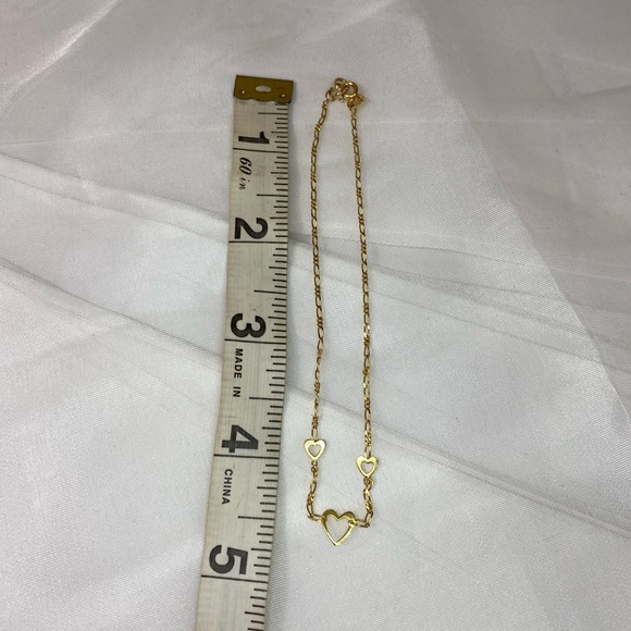 14K YELLOW GOLD heart anklet MADE IN ITALY REAL GOLD ❤️ - Picture 8 of 10